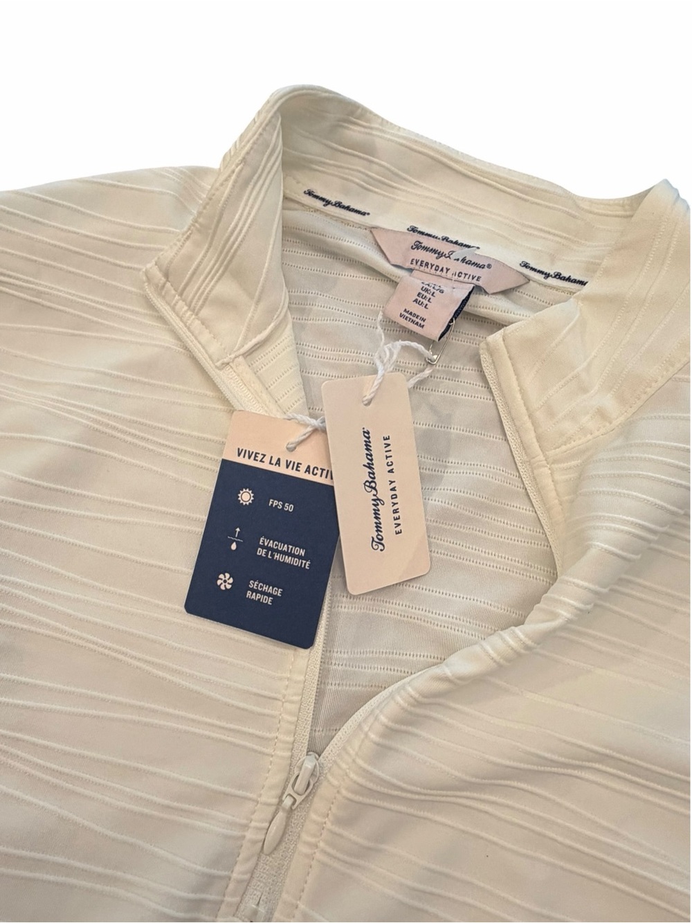 Tommy Bahama WHITE Jacket Golf Half Zip Performance LS UPF50 Womens Large NWT
